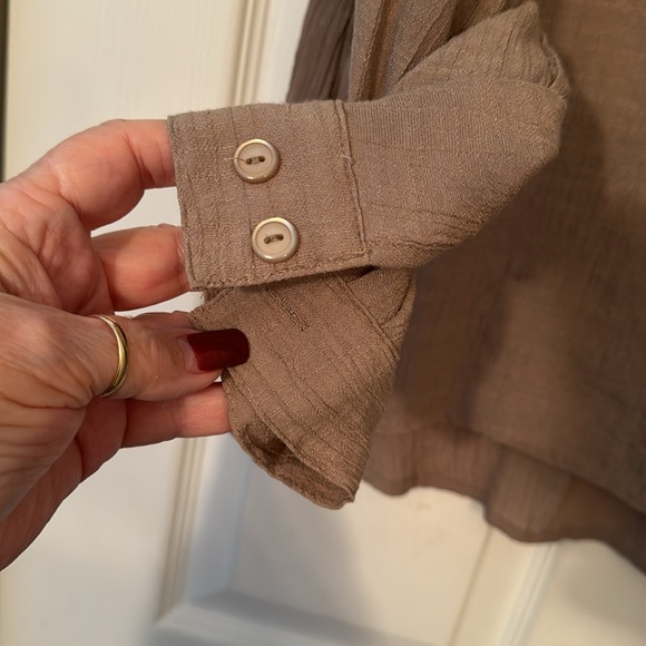 Elementz brown tunic gauze lightweight material NWT 2 front zipper pockets - Picture 4 of 9